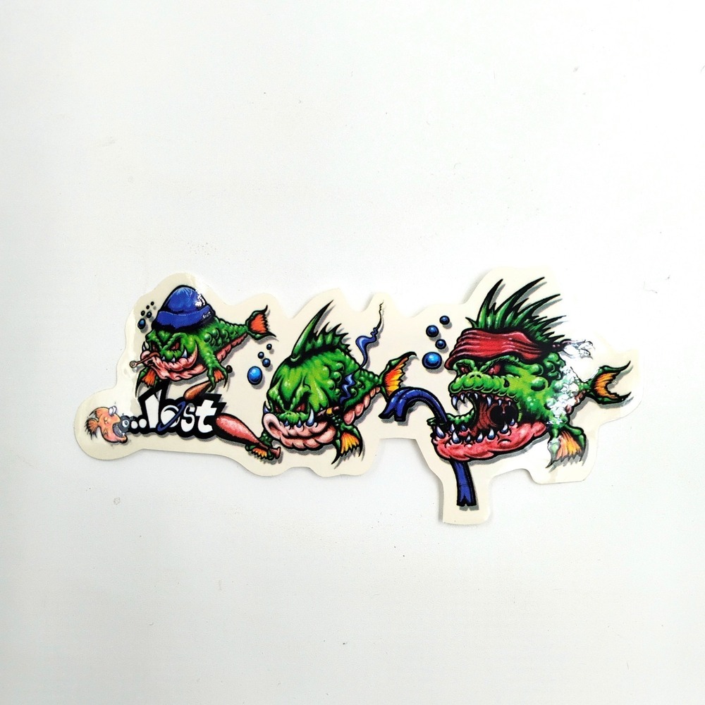 Lost Surfboards Piranhas Fish Sticker VTG 1990's Surfing Streetwear